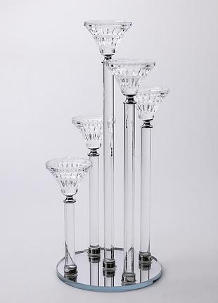 Подсвечник стеклянный на 5 свечей 16×37.5 см подсвечник декоративный прозрачный на ножке