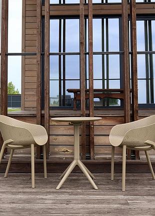 Комплект 2 стільця siesta sky pro + стіл круглий siesta sky folding table ø60 taupe
