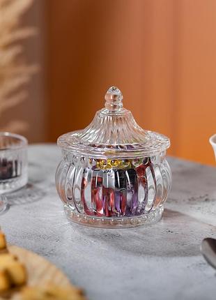 Конфетница стеклянная c крышкой ø 8 см в восточном стиле