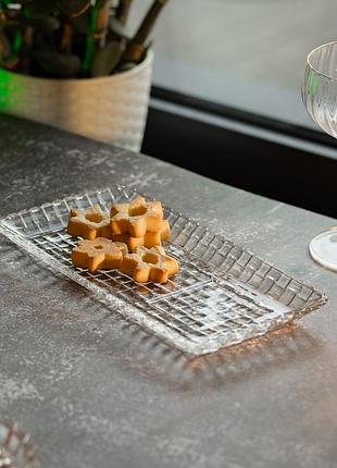 Блюдо для закусок стеклянное 25*12,5*1,5 см прямоугольное