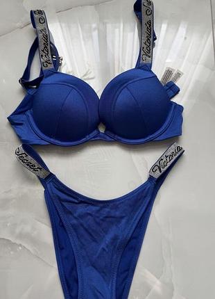 Оригінальний купальник victoria's secret зі стразами shine strap sexy tee push-up