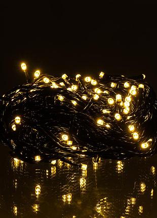 Новогодняя гирлянда комнатная нить 14 м 160 led черный провод желтый w160led16mby