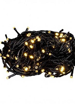 Новорічна гірлянда кімнатна нитка 22 м 220 led чорний провід жовтий w220led22mby