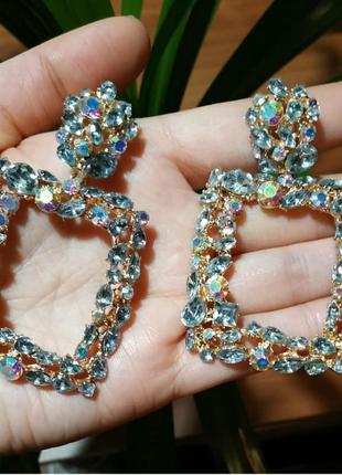 Сережки у стилі zara зара сережки вечірні геометрія кристали