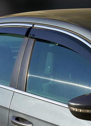 Вітровики з хромованим молдингом sd (4 шт., sunplex chrome) для volkswagen passat b8 2015-2023 рр