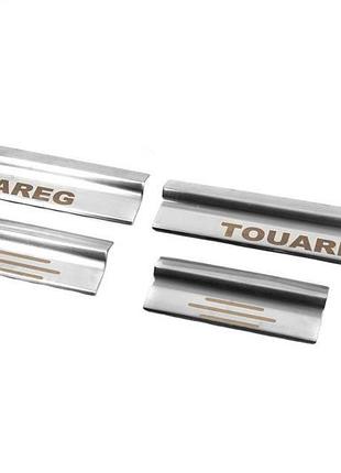 Накладки на внутренние пороги нержавейка carmos (4 шт) для volkswagen touareg 2002-2010 гг