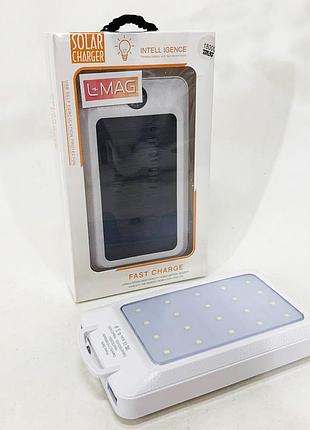 Умб power bank solar 18000 mah мобильное зарядное с солнечной панелью и лампой, power bank charger white jt-38