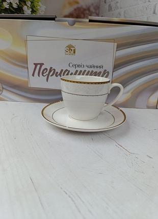 Чайный сервиз snt перламутр фарфоровый 250 мл 6 персон 12 предметов белый 15104-1