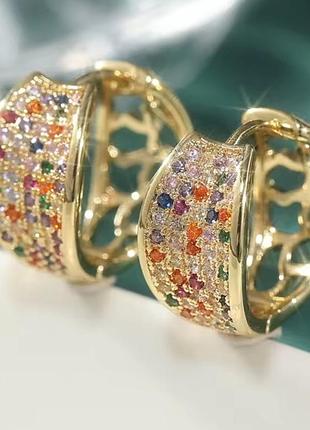 Изысканные медные серьги-кольца золотистого цвета с инкрустацией кубическим цирконием для женщин, для повседневной носки и вечеринок,  украшения