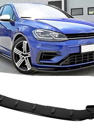Передний лип-спойлер dpt v-4 (для r / r-line hb, 2017-2019, черный глянец) для volkswagen golf 7/e-golf