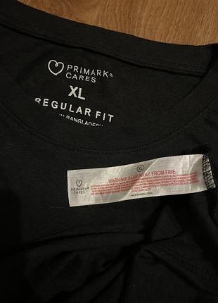 Футболка тонка трикотажна бавовняна оверсайз вільного крою чорна базова primark regular fit xl