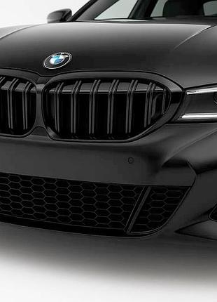 Решетки m-look v2 (2018-2022, черный глянец) с местом под камеру для bmw 3 серия g20/g21 2018- гг