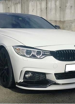 Накладка на передній бампер dpt flap v-3 (для m-sport, чорний глянець) для bmw 4 серія f32/f33/f36 2012-2020 рр