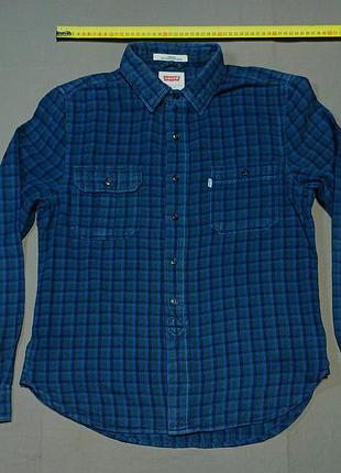 Комір  44 см levis size s 165/84a   standard fit corte clasico-coupe темносиня   картата сорочка