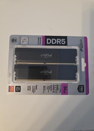 Crucial 64gb 6400mhz ddr5 pro (набір 2×32gb) (cp2k32g64c40u5b)