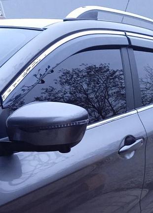 Ветровики с хромированным молдингом niken luxury (4 шт) для nissan qashqai 2014-2021 гг