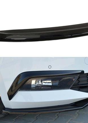 Передня lip накладка dpt v-2 (2015-2020, чорний глянець) для skoda superb рр
