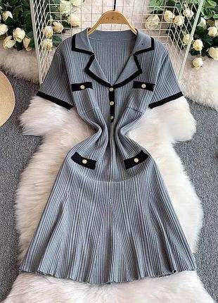⭐⭐⭐⭐⭐ 
стильна трикотажна сукня з коміром і гудзиками 🎀 a231