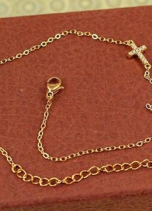 Браслет xuping jewelry на ногу з хрестиком 27 см золотистий love-shopping