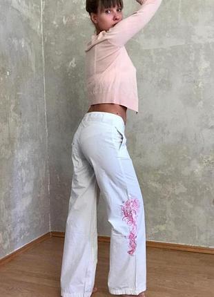 💯 %- kotton. белые брюки- карго с вышивкой от бренда "denim co" (ирландия)
