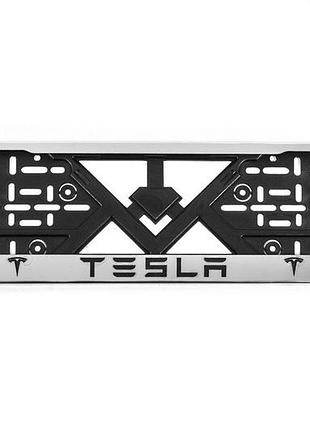Рамка номерного знака хром (1 шт, нержавеющая сталь) для tesla