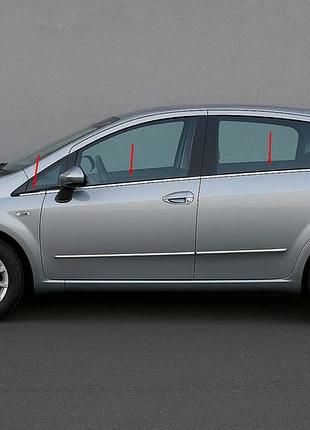 Окантовка вікон carmos (6 шт., нерж.) для fiat punto grande/evo 2006-2018 рр