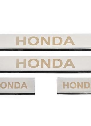 Накладки на пороги carmos (4 шт, нерж) для honda crv 2007-2011 рр
