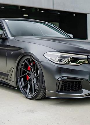 Передняя губа бампера dpt lip v1 для m-performance 2017-2020, черный глянец для bmw 5 серия g30/g31