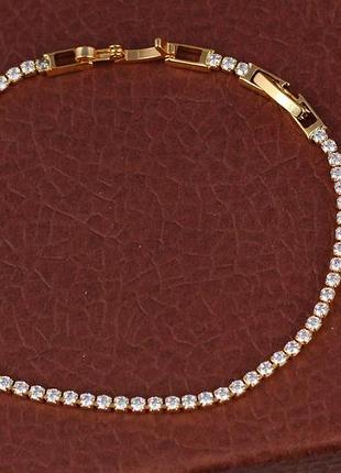 Браслет xuping jewelry одна дорожка из белых фиантов 17 см 2 мм золотистый love-shopping