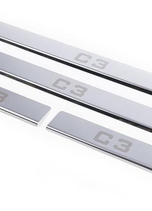 Накладки на пороги carmos для citroen c-3 2002-2009 хромированные защитные накладки из нержавеющей стали ve-33