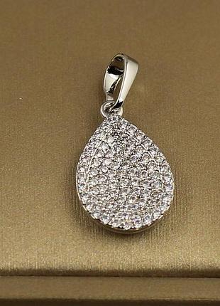Кулон xuping jewelry капля с фианитами 1,9 см серебристый love-shopping