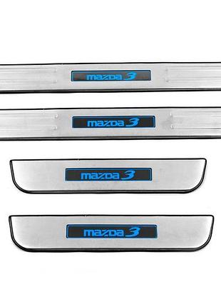 Накладки на пороги libao led для mazda 3 2009-2013 4 шт хромовані самоклеючі захисні накладки dm-11