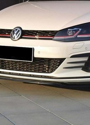 Передний лип-спойлер dpt v-2 (для gti, 2017-2019, черный глянец) для volkswagen golf 7/e-golf