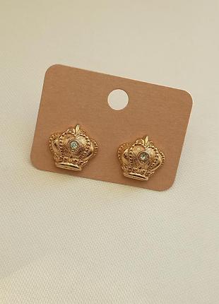 Avon «regal crown» винтажные серьги, золотистые короны, бренд, винтаж
