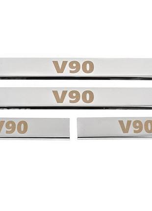Накладки на пороги carmos (4 шт, нерж) для volvo s90/v90 2016- рр