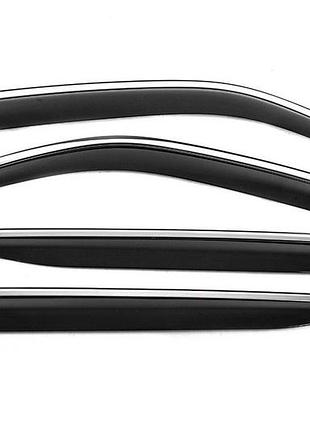 Ветровики с хромированным молдингом niken luxury (4 шт) для toyota land cruiser 300 2021- гг