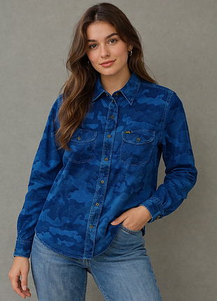 Воротник 44 см lee 101 size m женская рубашка синий городской камуфляж regular fit the h.d. lee merc.co. 
100% cotton