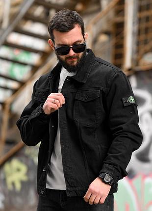 Куртка джинсовая черная stone island black! куртка джинсовая мужская хит!