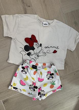 Футболка и шорты костюм zara disney 110
