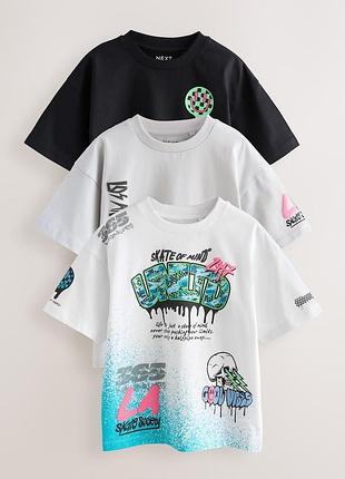 Next хлопковые футболки 3шт из graffiti 3-16 лет)🛹🛹🛹