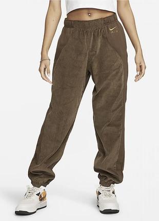 Спортивные штаны nike air high-waisted corduroy brown p m оригинал