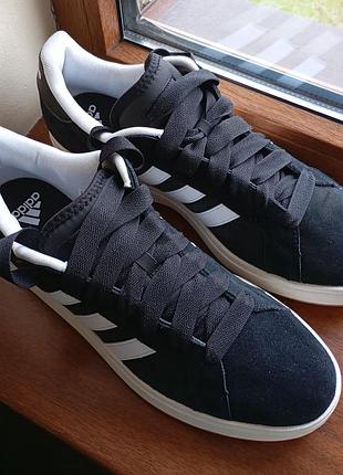Кроссовки adidas grand court base 00s ih6184 оригинал новые р.47 черные натуральная замша