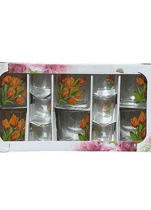 Набір 12шт (6 стак. 6 стопок) низкие тюльпан тм farglass