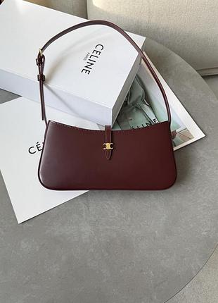 Сумка celine tina shoulder bag in shiny calfskin burgundy/gold