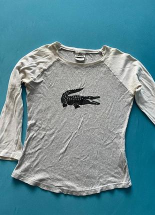 Стильний жіночий лонгслів/реглан lacoste з великим лого
