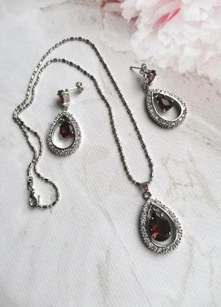 Набор серьги кулон цепочка
