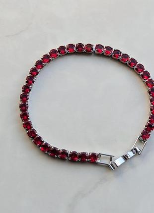 Браслет slim with red crystals