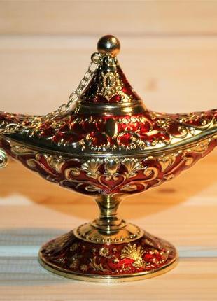 Бахурница "волшебная лампа алладина" золотая с красным3 фото