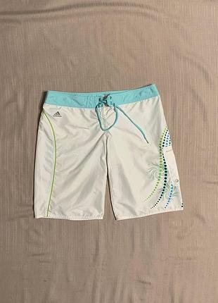 Шорти adidas плавальні білі з принтом, чоловічі l (eu 42, 2008)