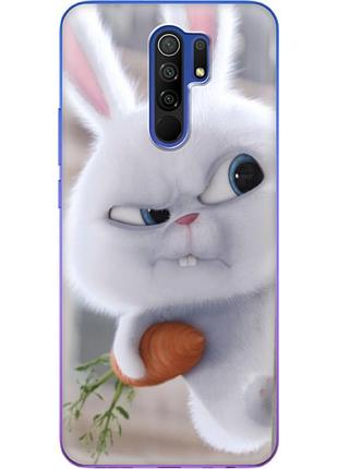Чехол силиконовый с картинкой на xiaomi redmi 9 (кролик снежок)